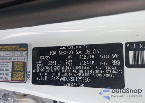 2025 Kia K4 Gt-Line Turbo from USA, damaged, VIN 3KPFW4DC7SE125690